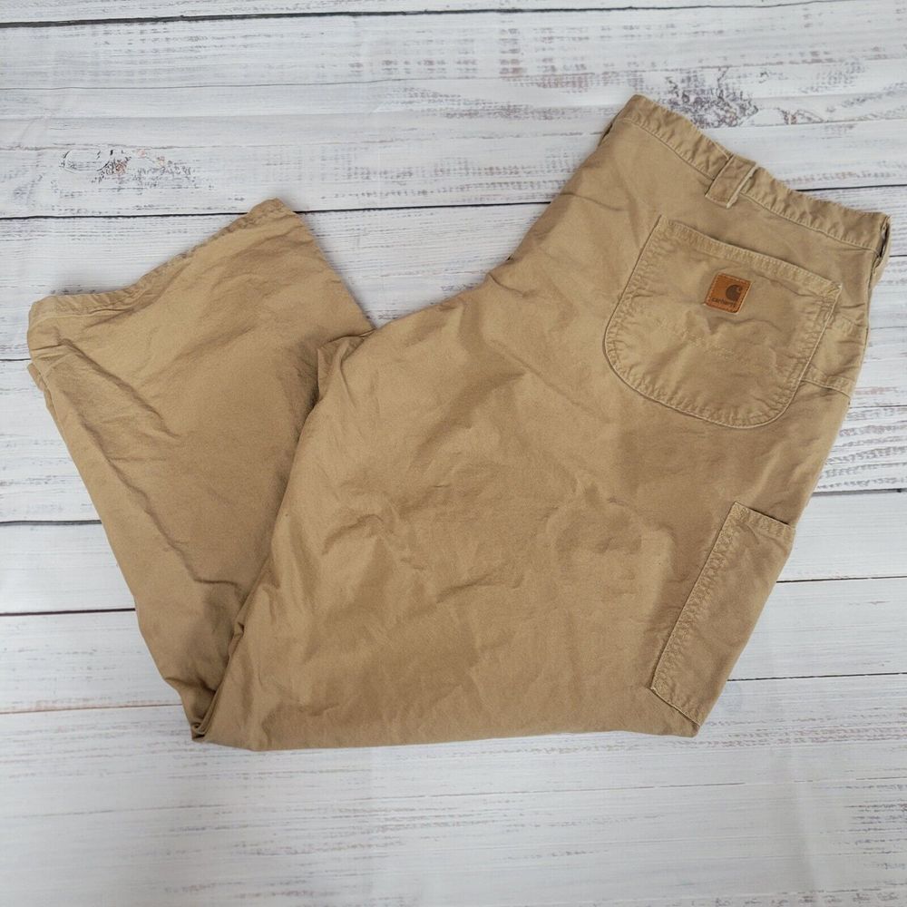 Carhartt Mens Work Dungaree Fit Tan Pant‎ 44x30 Utility Cargo 14806 Faint Stains